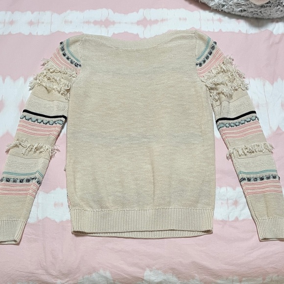 Women's Loft Cotton Multicolor Fringed Sweater size S - Picture 6 of 7